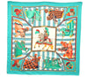 Authentic HERMES Carre 90 Scarf "CHOCS EN PLUMES" Silk Green 3102D