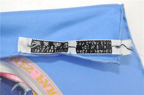 Authentic HERMES Carre 90 Scarf "Qu' importe le flacon..." Silk Light Blue 3102E