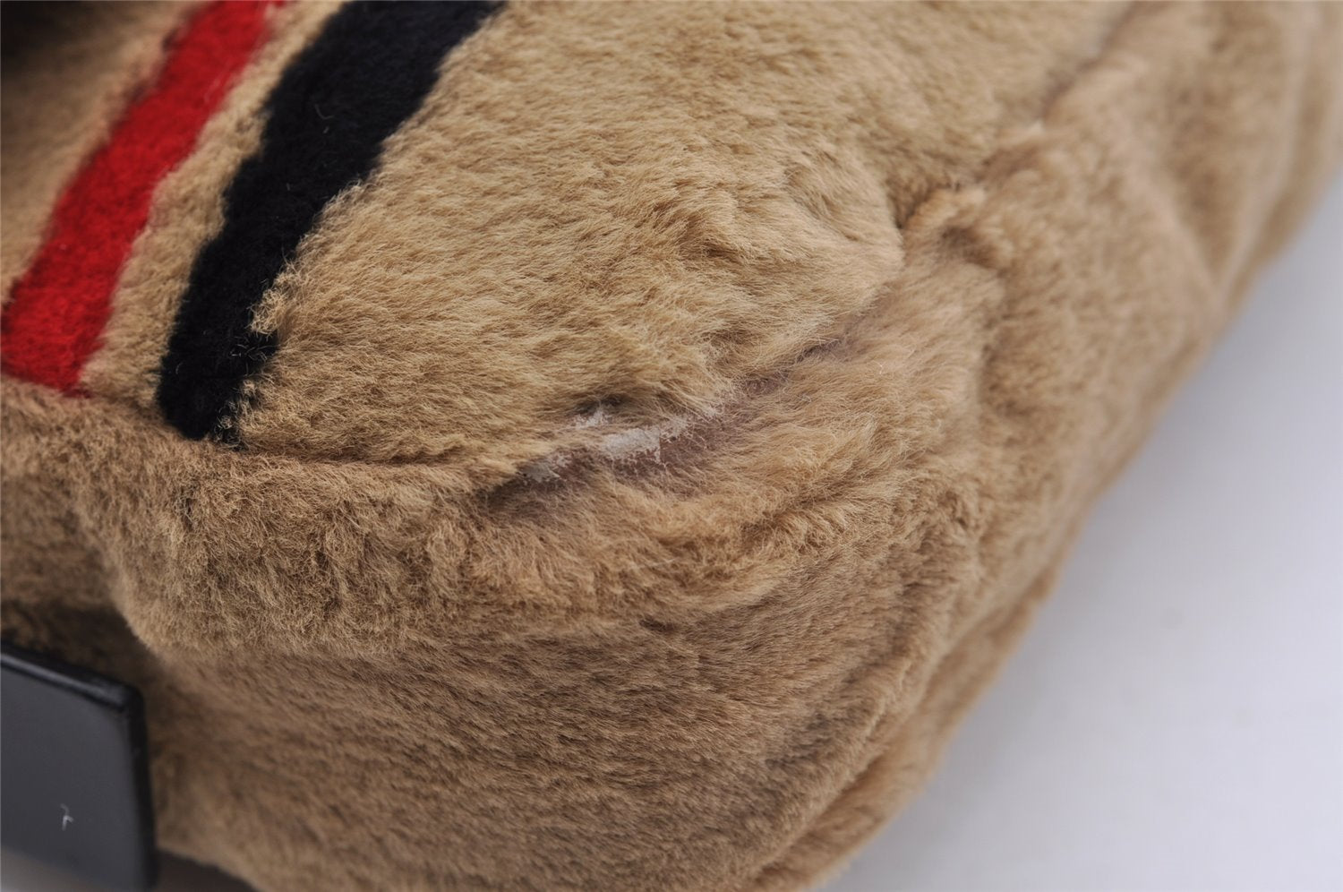 Authentic FENDI Mamma Baguette Shoulder Hand Bag Fur Leather Beige 3102I