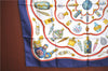 Authentic HERMES Carre 90 Scarf "Qu' importe le flacon..." Silk Navy 3103E