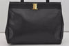 Authentic Salvatore Ferragamo Vara Vintage Leather Shoulder Tote Bag Black 3105I