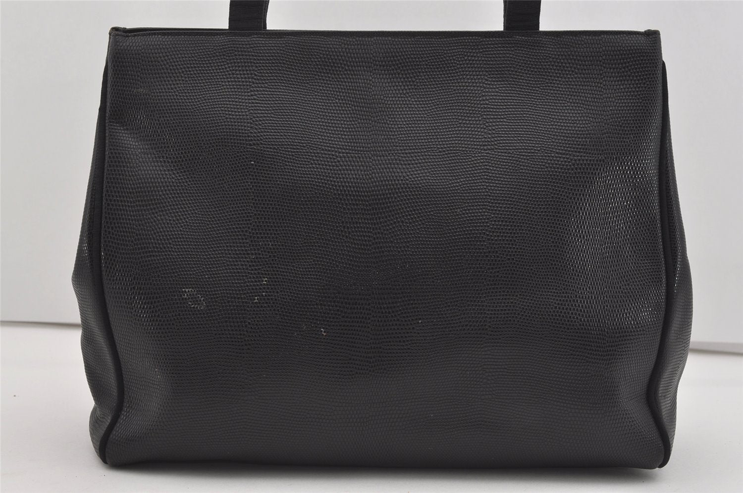 Authentic Salvatore Ferragamo Vara Vintage Leather Shoulder Tote Bag Black 3105I