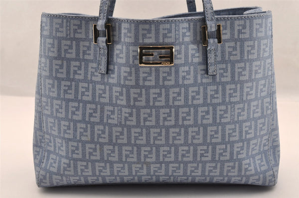 Authentic FENDI Vintage Zucchino Hand Bag Purse PVC Blue 3106I