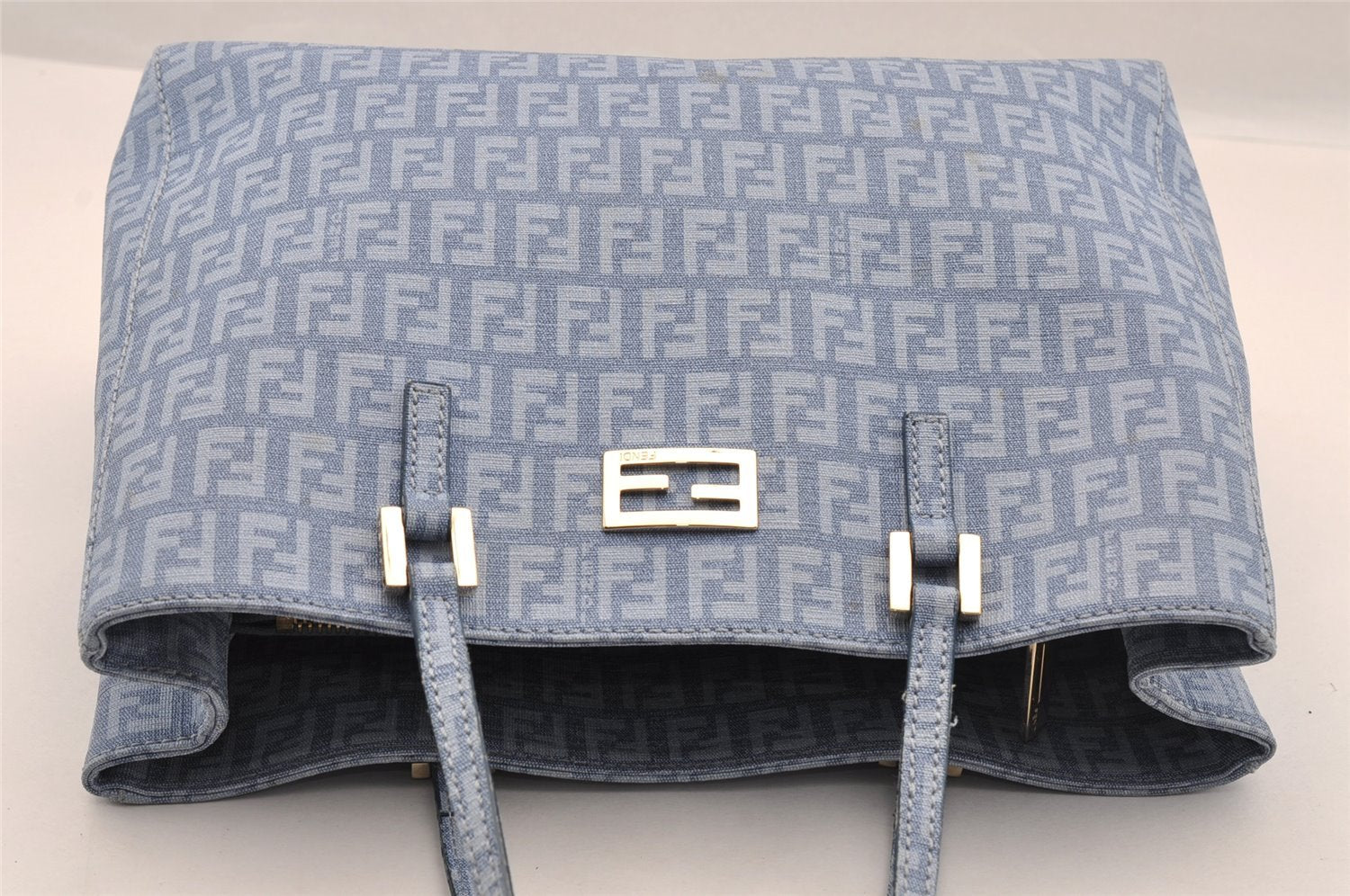 Authentic FENDI Vintage Zucchino Hand Bag Purse PVC Blue 3106I