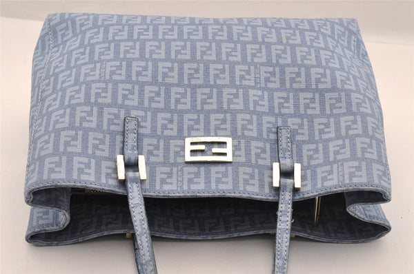 Authentic FENDI Vintage Zucchino Hand Bag Purse PVC Blue 3106I