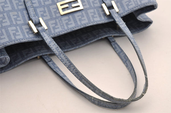 Authentic FENDI Vintage Zucchino Hand Bag Purse PVC Blue 3106I