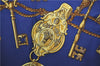 Authentic HERMES Carre 90 Scarf Key Tassel Motif Silk Yellow 3107E