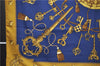 Authentic HERMES Carre 90 Scarf Key Tassel Motif Silk Yellow 3107E