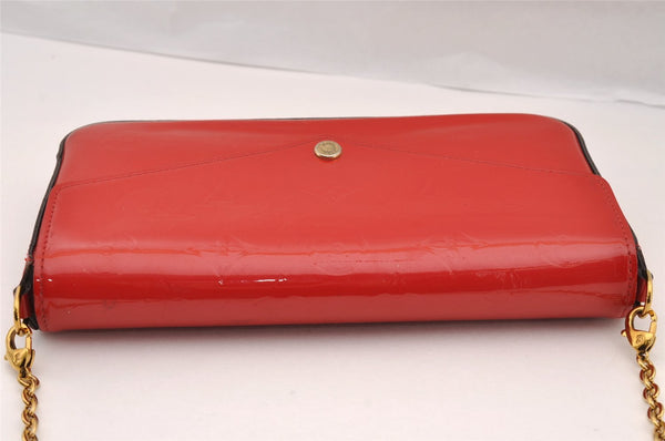 Authentic Louis Vuitton Vernis Pochette Felicie Shoulder Bag Red M61293 LV 3107I