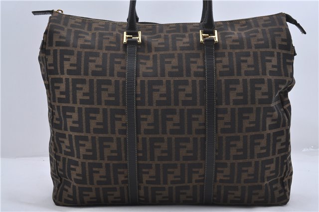 Authentic FENDI Zucca 2way Shoulder Hand Bag Canvas Leather Brown 3111D