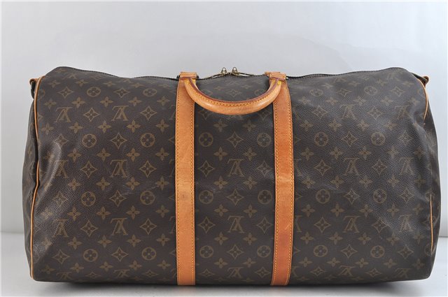 Auth Louis Vuitton Monogram Keepall Bandouliere 55 Boston Bag M41414 LV 3112D