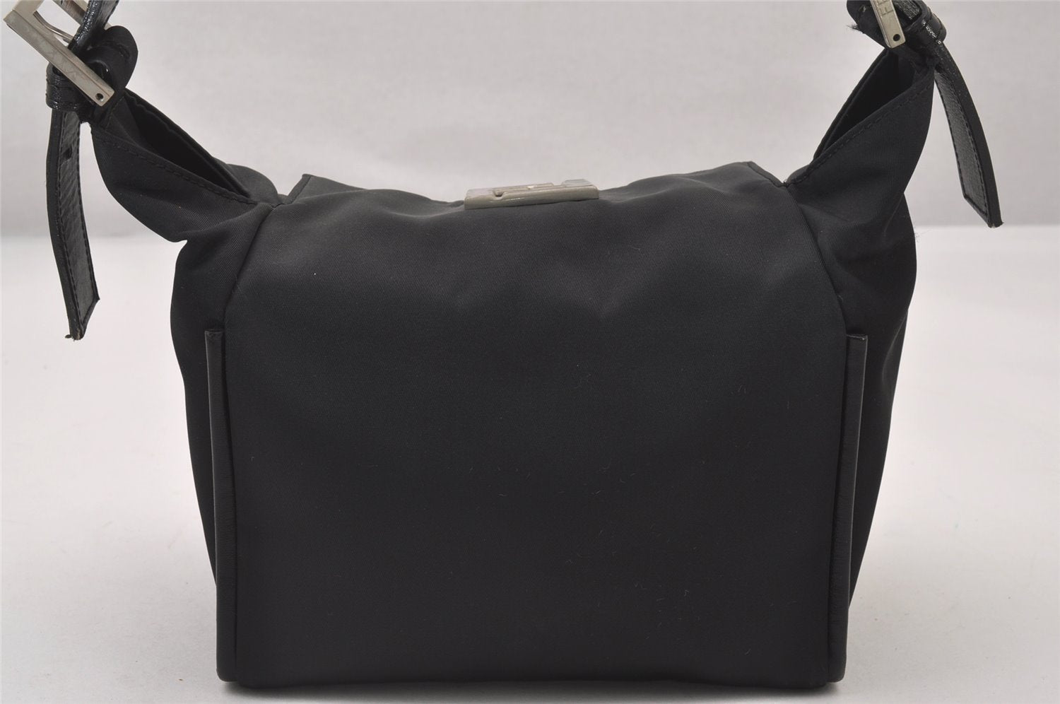 Authentic FENDI Vintage Shoulder Hand Bag Purse Nylon Leather Black 3112I