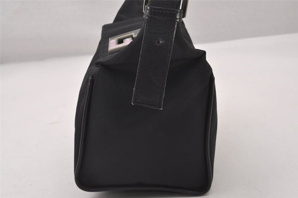 Authentic FENDI Vintage Shoulder Hand Bag Purse Nylon Leather Black 3112I