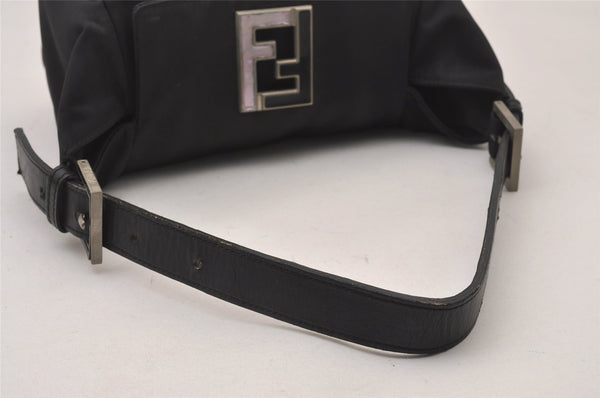 Authentic FENDI Vintage Shoulder Hand Bag Purse Nylon Leather Black 3112I