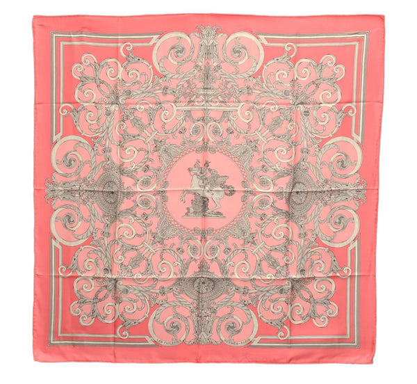 Authentic HERMES Carre 90 Scarf "LES TUILERIES" Silk Pink 3113E