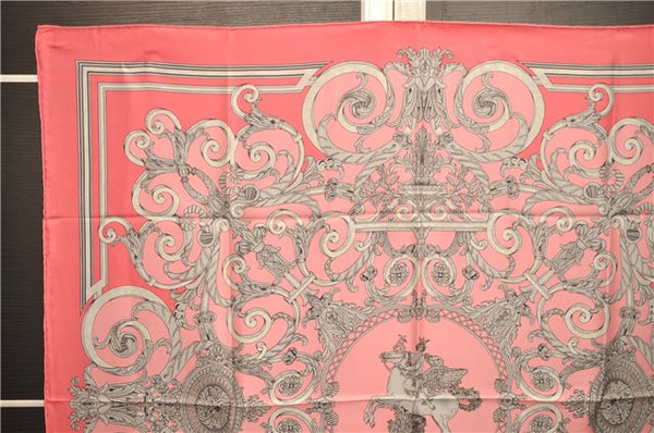 Authentic HERMES Carre 90 Scarf "LES TUILERIES" Silk Pink 3113E