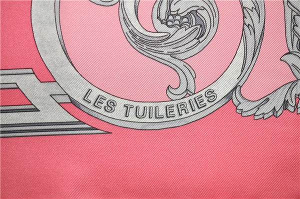 Authentic HERMES Carre 90 Scarf "LES TUILERIES" Silk Pink 3113E