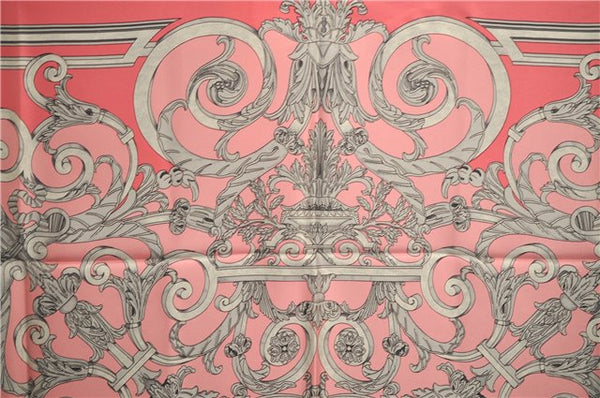 Authentic HERMES Carre 90 Scarf "LES TUILERIES" Silk Pink 3113E