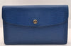 Authentic Louis Vuitton Epi Montaigne 27 Clutch Hand Bag Blue M52655 LV 3113I