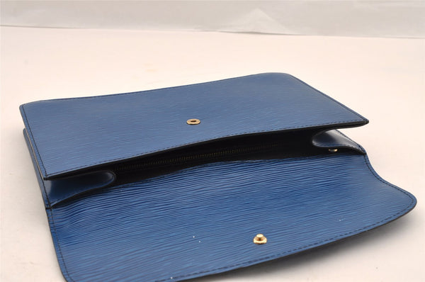 Authentic Louis Vuitton Epi Montaigne 27 Clutch Hand Bag Blue M52655 LV 3113I