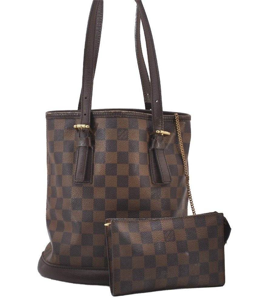 Authentic Louis Vuitton Damier Marais Bucket Shoulder Tote Bag N42240 LV 3114I