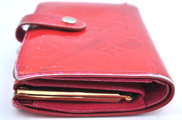 Authentic Louis Vuitton Vernis Portefeuille Viennois Wallet Red M91254 LV 3115F