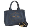 Authentic PRADA Vintage Canapa SS Denim 2Way Shoulder Hand Bag Purse Blue 3116I