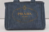 Authentic PRADA Vintage Canapa SS Denim 2Way Shoulder Hand Bag Purse Blue 3116I