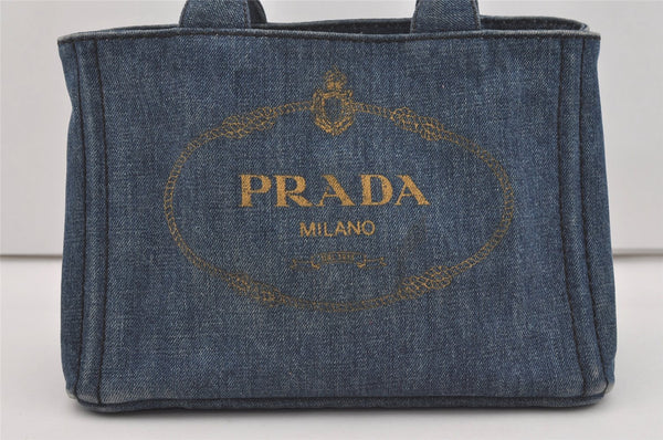 Authentic PRADA Vintage Canapa SS Denim 2Way Shoulder Hand Bag Purse Blue 3116I