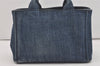 Authentic PRADA Vintage Canapa SS Denim 2Way Shoulder Hand Bag Purse Blue 3116I