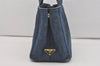 Authentic PRADA Vintage Canapa SS Denim 2Way Shoulder Hand Bag Purse Blue 3116I