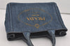 Authentic PRADA Vintage Canapa SS Denim 2Way Shoulder Hand Bag Purse Blue 3116I