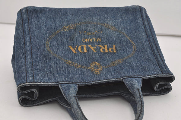 Authentic PRADA Vintage Canapa SS Denim 2Way Shoulder Hand Bag Purse Blue 3116I