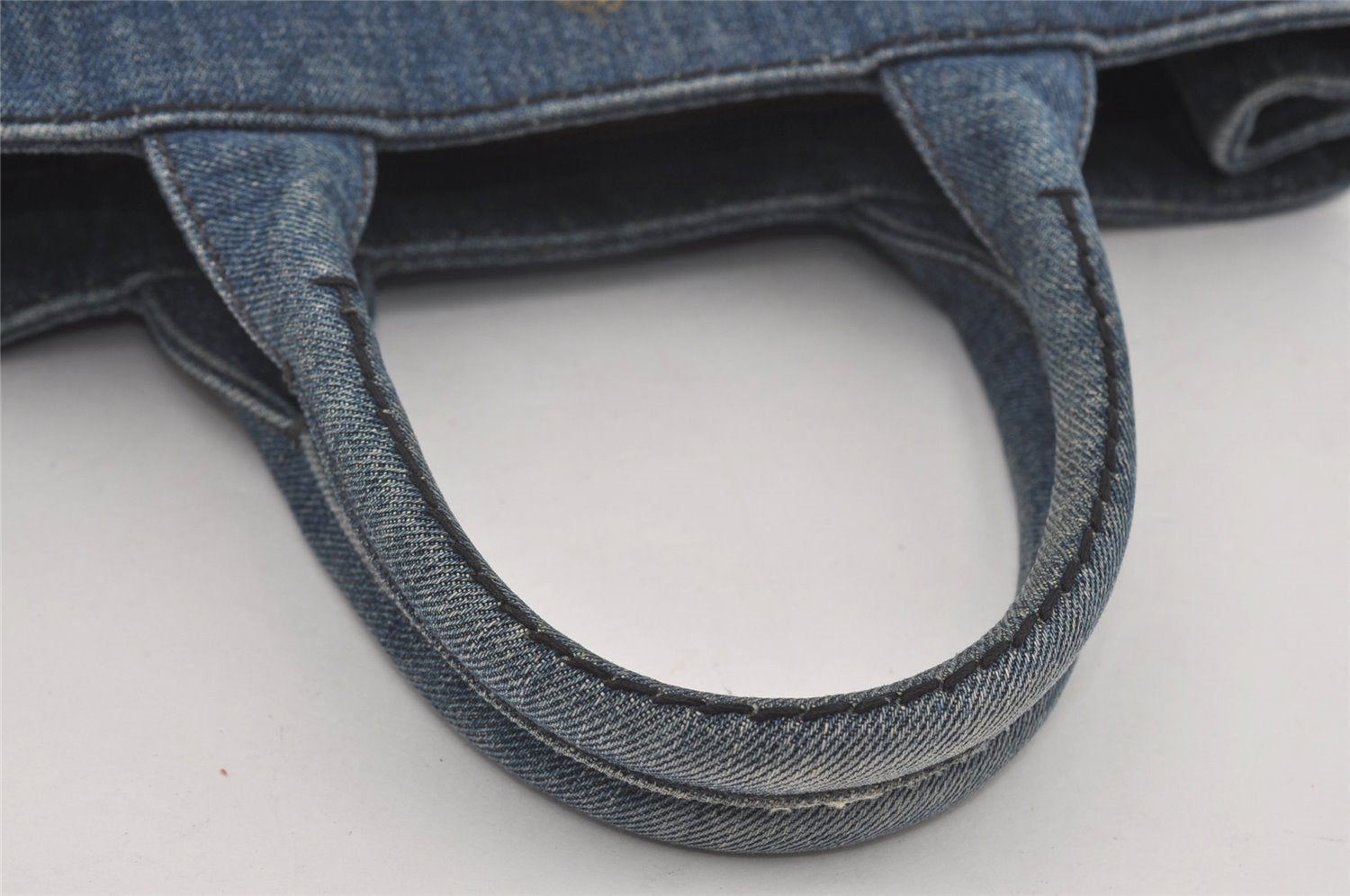 Authentic PRADA Vintage Canapa SS Denim 2Way Shoulder Hand Bag Purse Blue 3116I