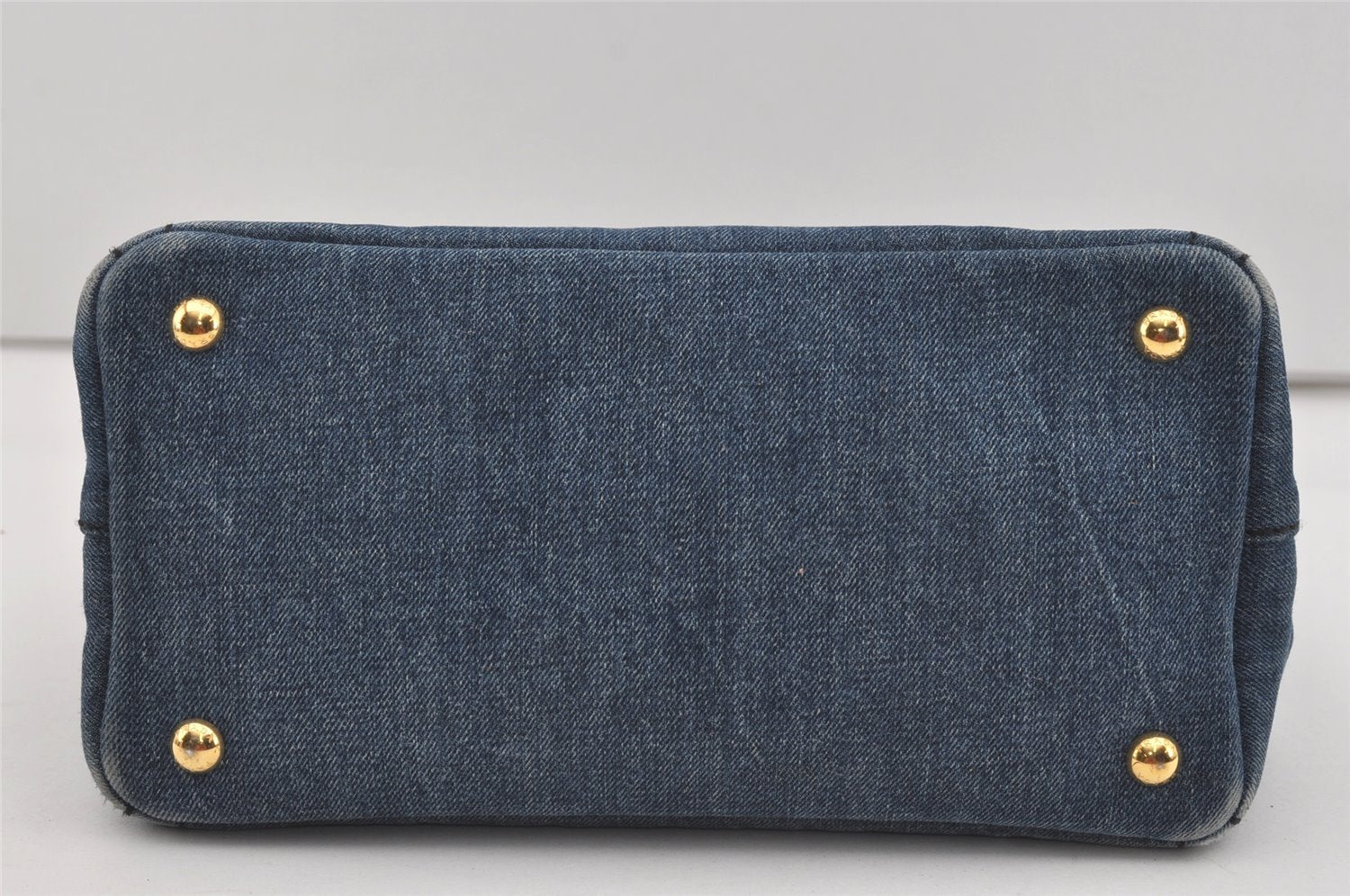 Authentic PRADA Vintage Canapa SS Denim 2Way Shoulder Hand Bag Purse Blue 3116I