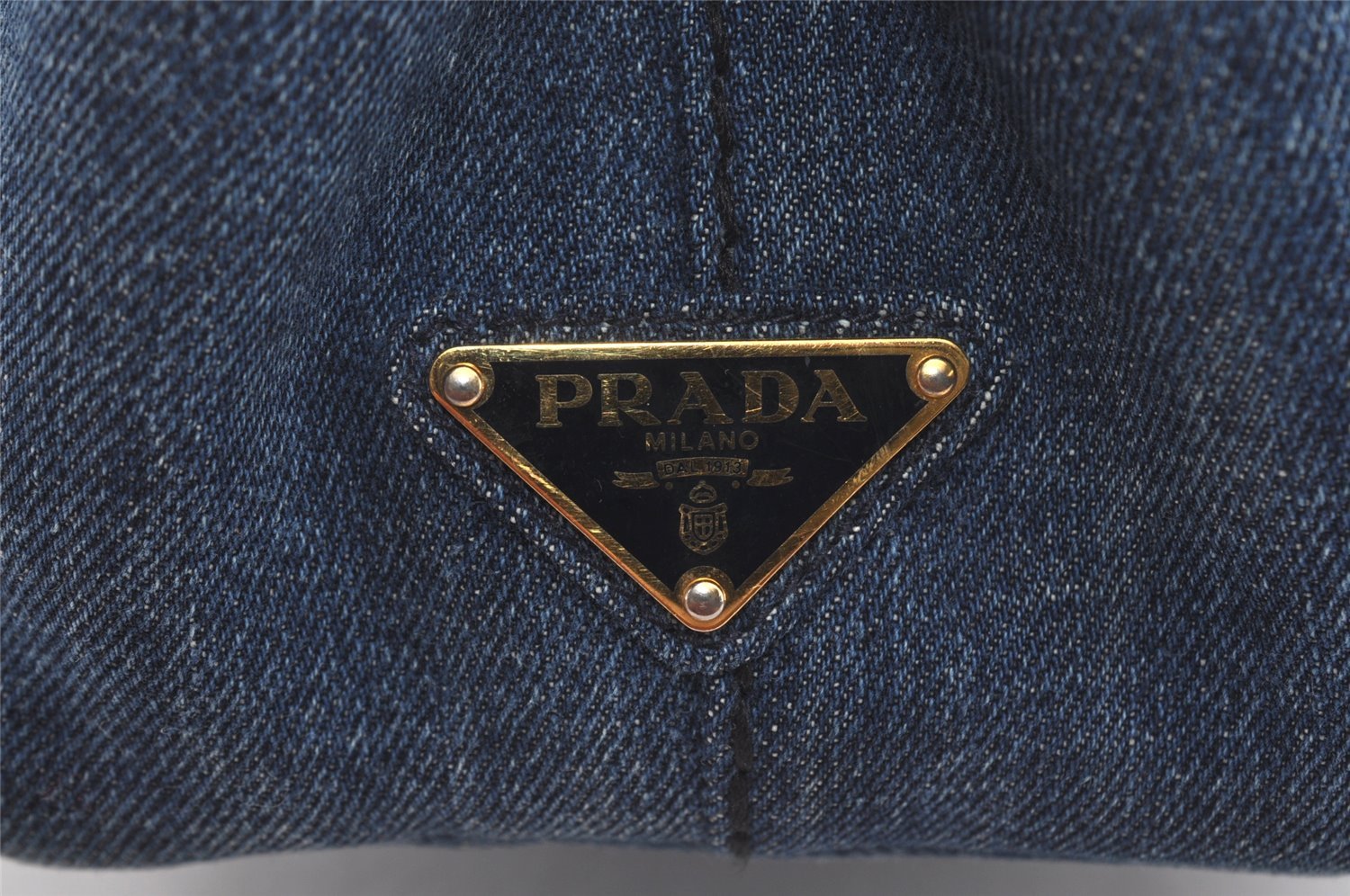 Authentic PRADA Vintage Canapa SS Denim 2Way Shoulder Hand Bag Purse Blue 3116I