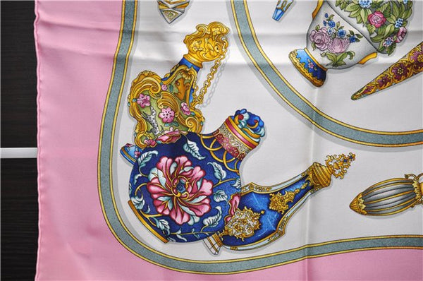 Authentic HERMES Carre 90 Scarf "Qu' importe le flacon" Silk Pink 3118E