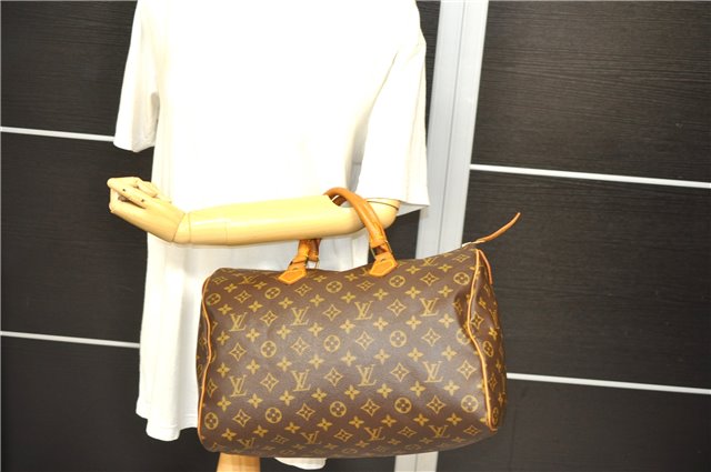 Authentic Louis Vuitton Monogram Speedy 35 Hand Bag M41524 LV 3119D