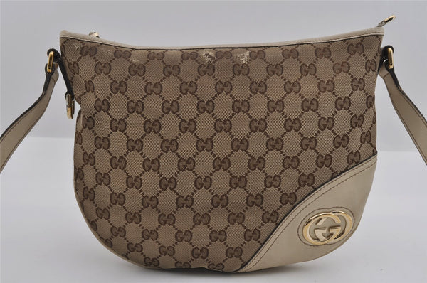 Authentic GUCCI New Britt Shoulder Bag GG Canvas Leather 169998 Brown 3119I