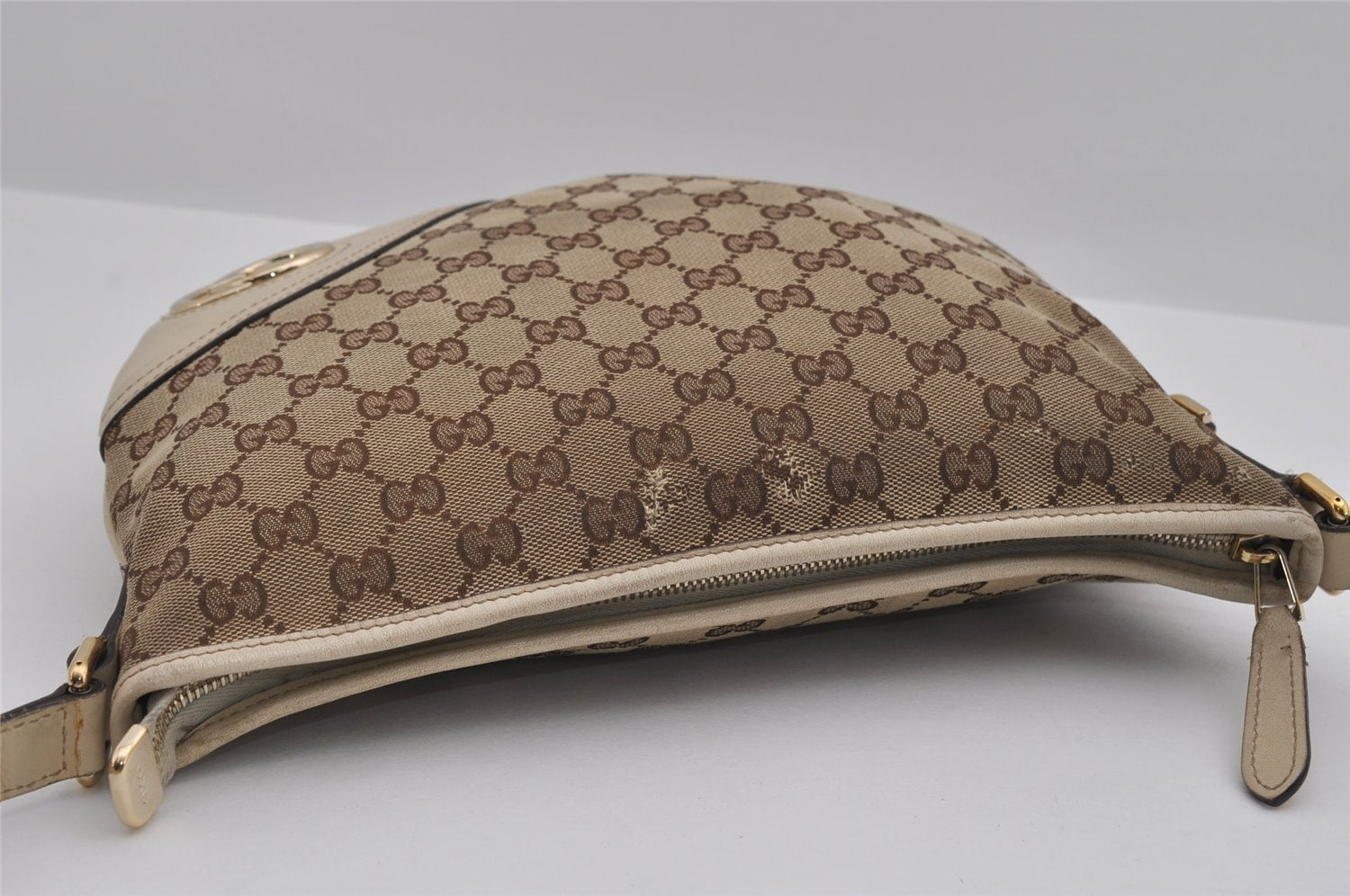 Authentic GUCCI New Britt Shoulder Bag GG Canvas Leather 169998 Brown 3119I