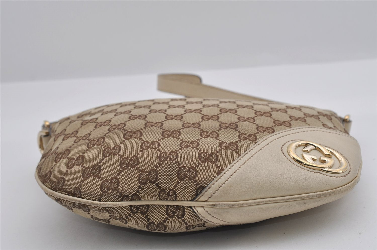 Authentic GUCCI New Britt Shoulder Bag GG Canvas Leather 169998 Brown 3119I