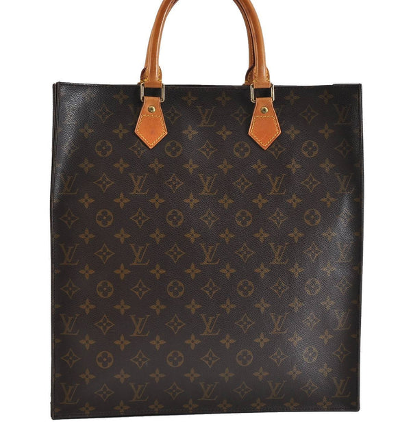 Authentic Louis Vuitton Monogram Sac Plat Hand Bag M51140 LV 3121C