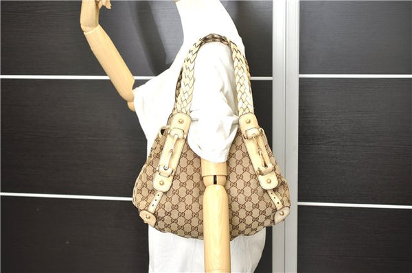 Authentic GUCCI Shoulder Tote Bag GG Canvas Leather 162900 Brown 3121D