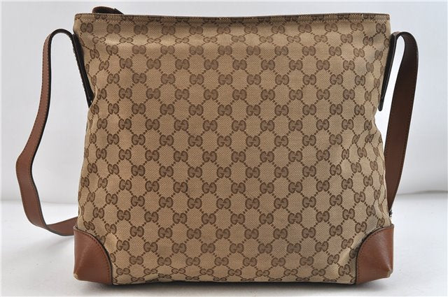 GUCCI Web Sherry Line Shoulder Cross Bag GG Canvas Leather 308930 Brown 3122D