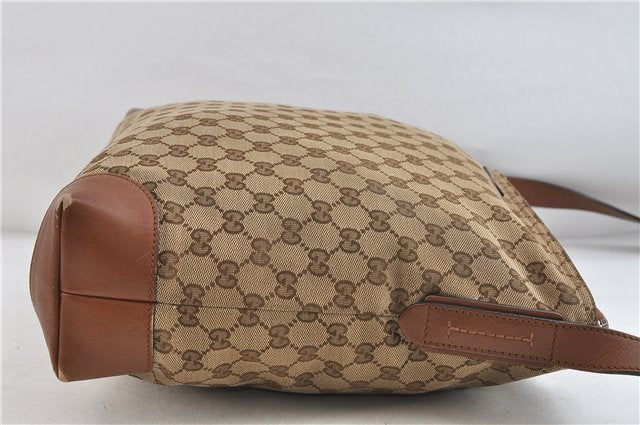 GUCCI Web Sherry Line Shoulder Cross Bag GG Canvas Leather 308930 Brown 3122D