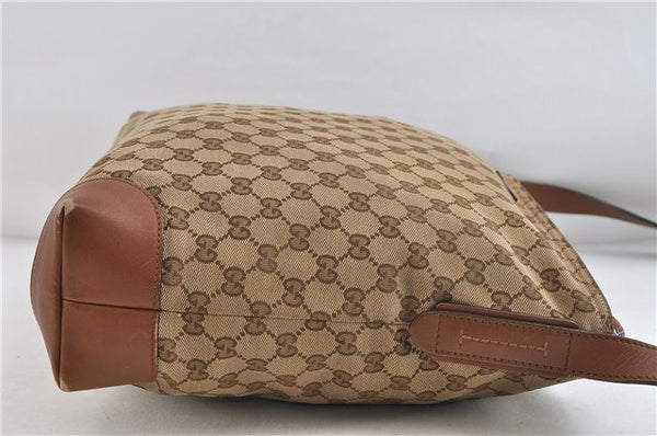 GUCCI Web Sherry Line Shoulder Cross Bag GG Canvas Leather 308930 Brown 3122D