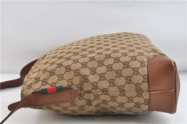 GUCCI Web Sherry Line Shoulder Cross Bag GG Canvas Leather 308930 Brown 3122D