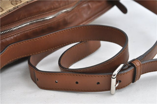GUCCI Web Sherry Line Shoulder Cross Bag GG Canvas Leather 308930 Brown 3122D