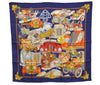 Authentic HERMES Carre 90 Scarf "AUTOMOBILE" Silk Navy 3122E