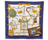 Authentic HERMES Carre 90 Scarf "Memoire d'Hermes" Silk Navy 3123E